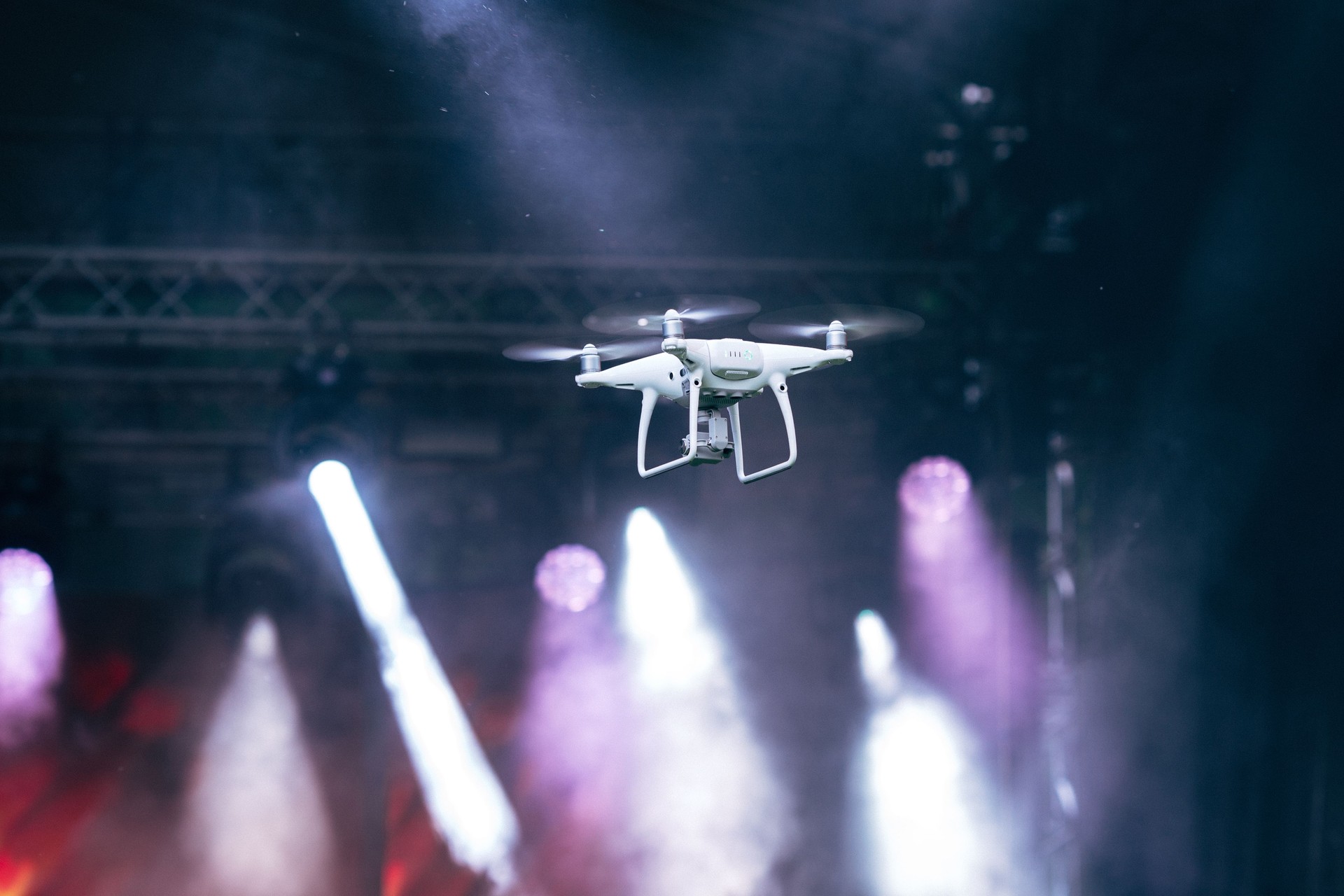 Small drone shooting scene at outdoors concert